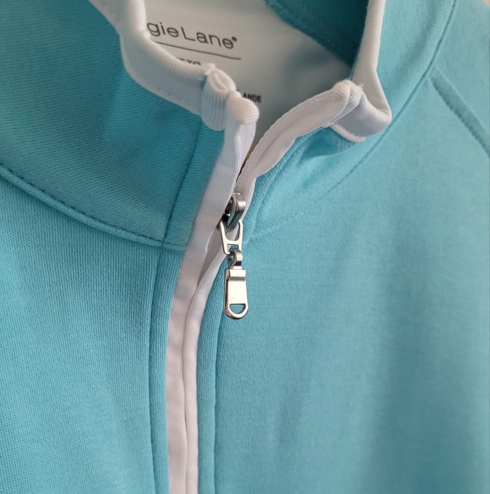 Maggie Lane 1/2 Zip Long Sleeve Golf Pullover, Women's XXL, Teal with White Trim - Picture 3 of 11